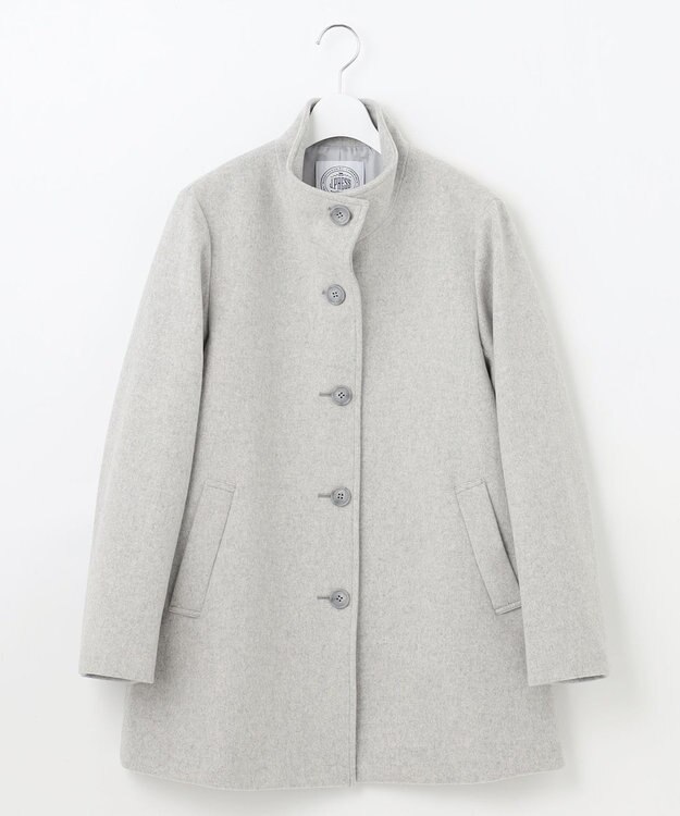 J.PRESS LADIES ショートビーバー スタンドカラー コート ライトグレー系
