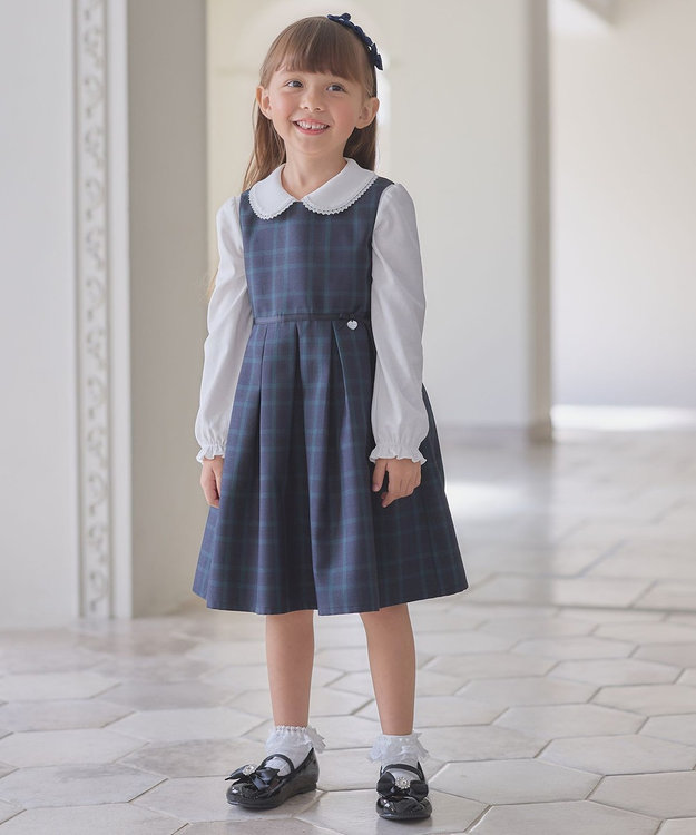 ANY KIDS チェック ジャンパースカート ブラックウォッチ