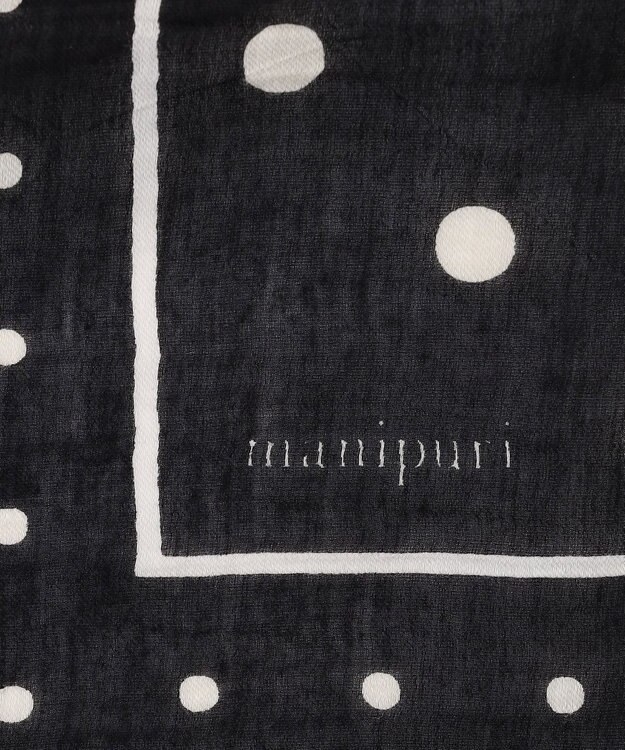 23区 manipuri ジオメドット コットンシルク ストール ブラック系