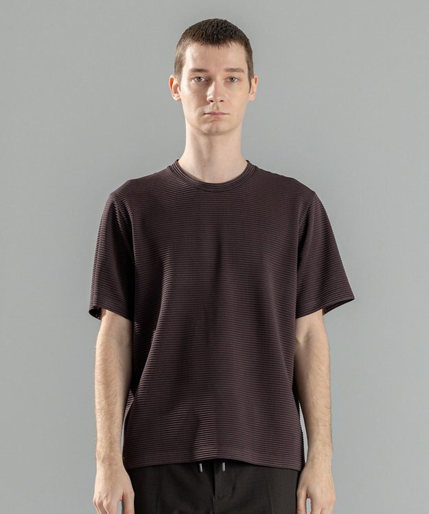JOSEPH HOMME タックリップルジャージー　クルーネックTシャツ ダークブラウン系