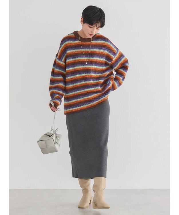 AMERICAN HOLIC グラデーションボーダーニットプルオーバー Terracotta