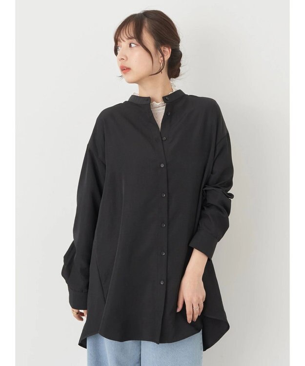 earth music&ecology バックデザインシャツ Black