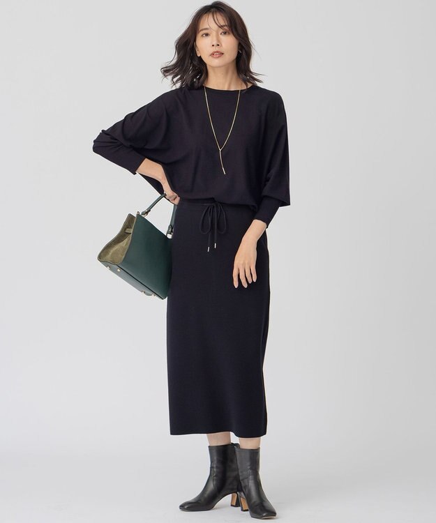 23区 ヴィスコースストレッチ タイト スカート ネイビー