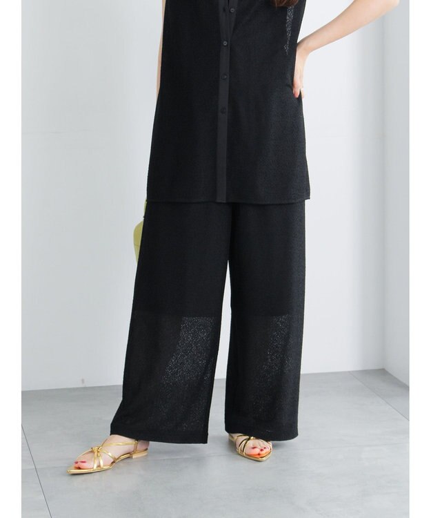 Te chichi クレープメッシュストレートパンツ（セットアップ可） ブラック