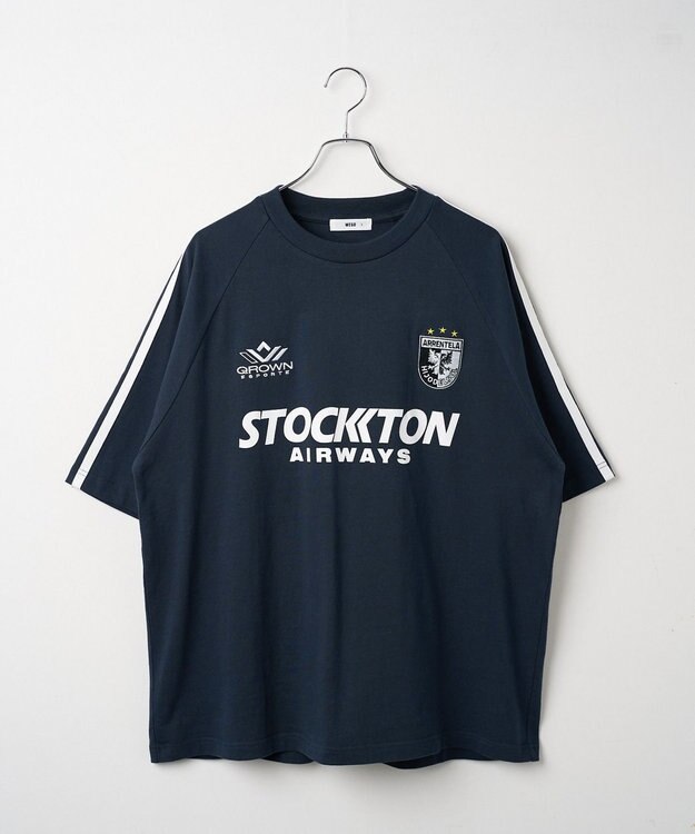 WEGO 【ユニセックス着用ITEM/手洗い可/MLサイズ】ラインゲームロゴT ネイビー