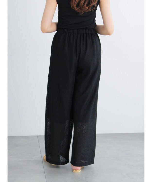 Te chichi クレープメッシュストレートパンツ（セットアップ可） ブラック