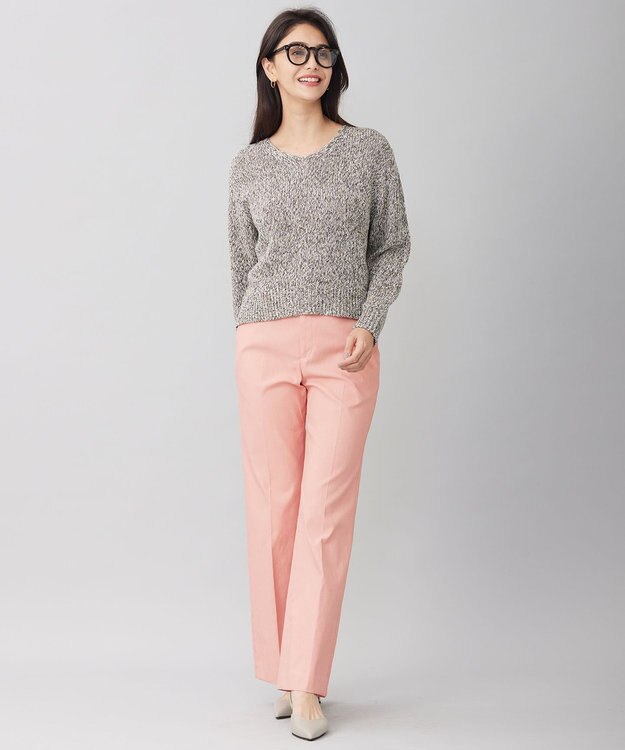 自由区 【接触冷感・UVカット・吸水速乾・洗える】シェルタリングオックスストレート パンツ ピンク