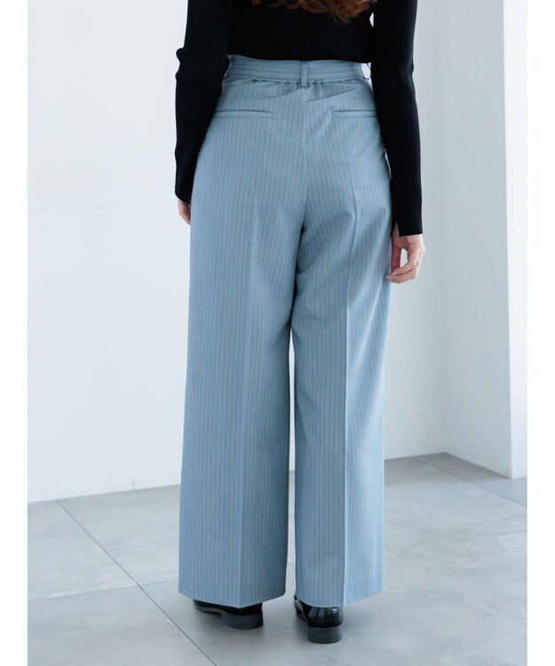 Te chichi ピンストライプタックワイドパンツ ブルー