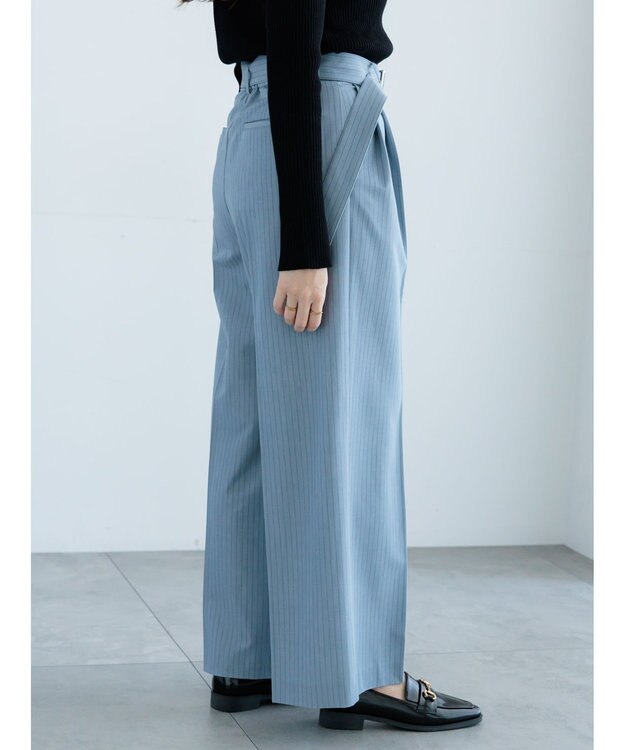 Te chichi ピンストライプタックワイドパンツ ブルー