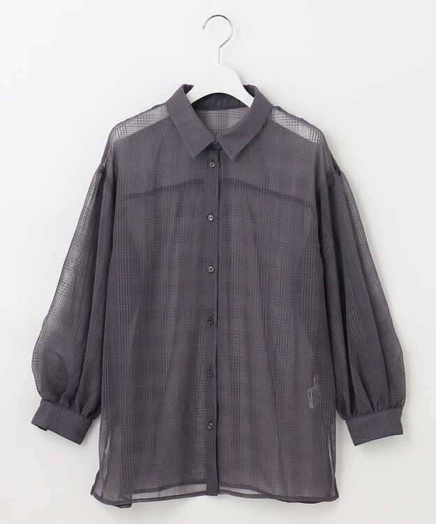 Feroux シアーチェック ブラウス グレー系