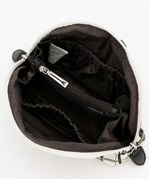 Y'SACCS 総柄プリントハーフムーンポーチ ブラック