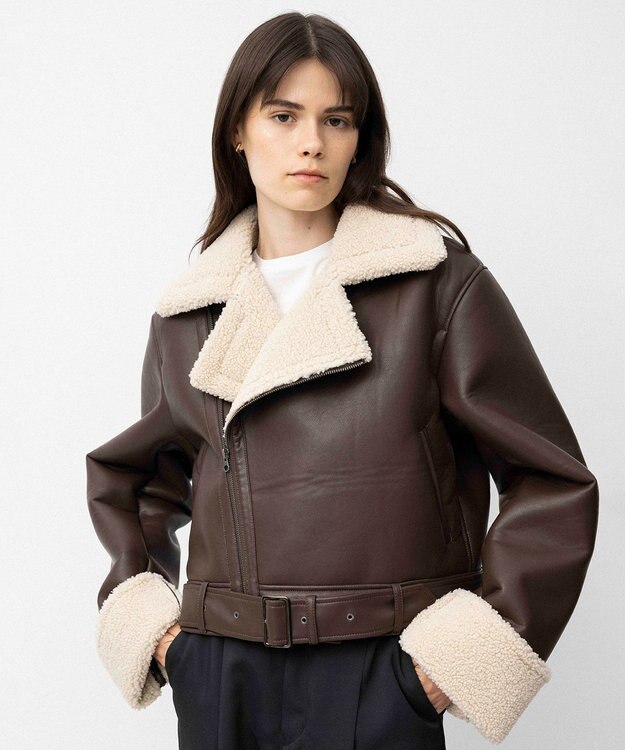 NAVE 【Nave】ヴィーガンムートン ライダースジャケット ブラウン系