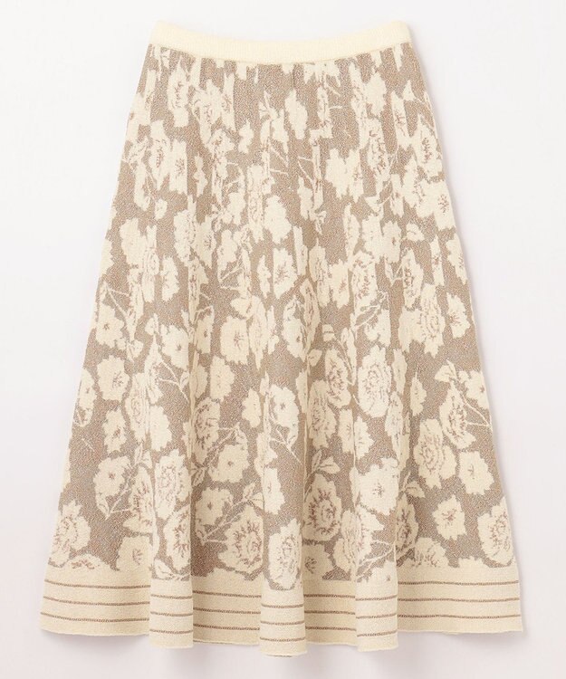 GRACE CONTINENTAL フローラルラメニットスカート ホワイト