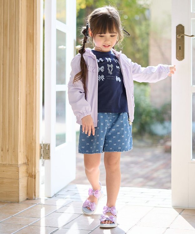 ANY KIDS 【WEB限定】7days プリント 長袖Tシャツ ネイビー×リボン