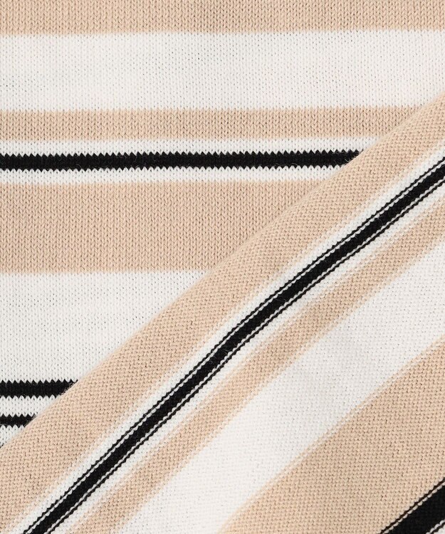 23区 【洗える】プレミアムビオコットン マルチボーダー カーディガン ブラックベース