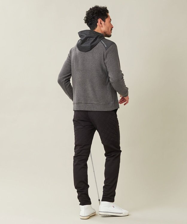 23区GOLF 【23Fondation/MEN】【吸湿発熱】ワッフルジャガード ハーフジップ グレー系