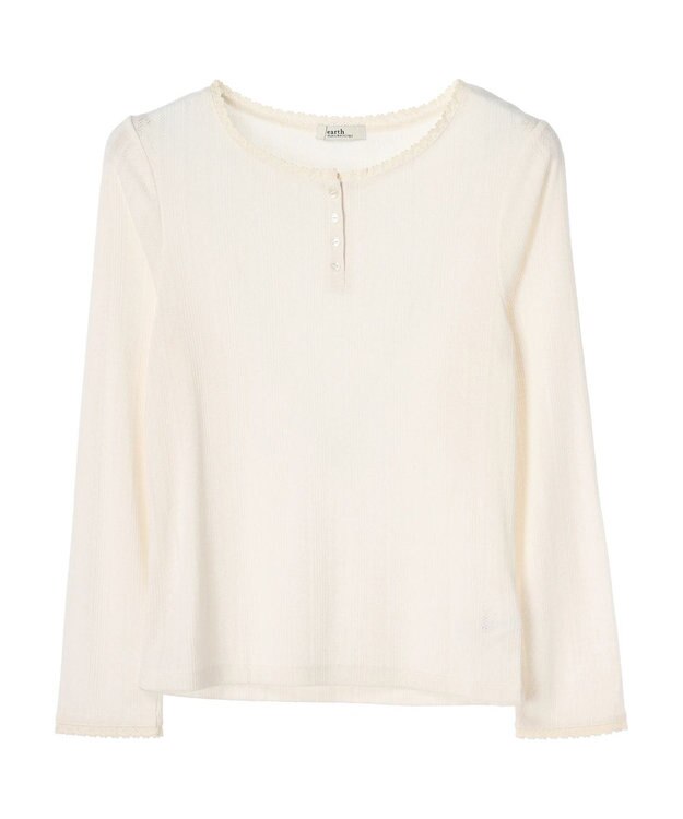 earth music&ecology アイレットジャガードタイトプルオーバー Ivory