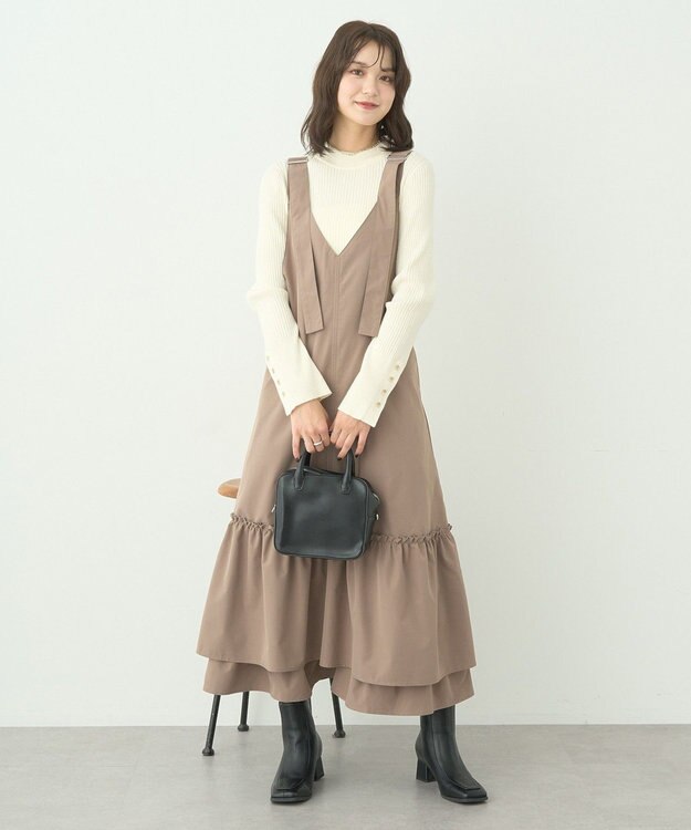 earth music&ecology ティアードフリルジャンスカ Mocha