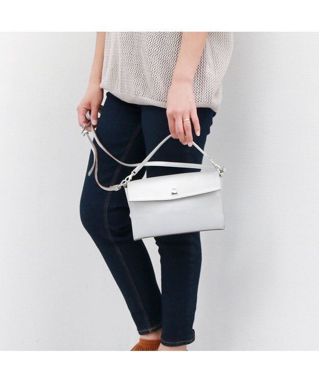 UNBILLION ペルケ perche / 姫路レザーひねりかぶせ2wayショルダーバッグ シルバー