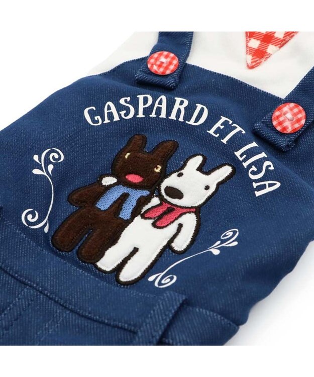 PET PARADISE リサとガスパール オーバーオール風 ロンパース 小型犬　　 ネイビー×ホワイト