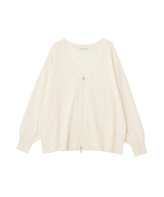 Green Parks ＶネックＺＩＰカーディガン Off White