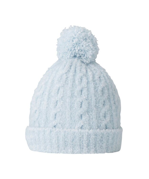 MIKI HOUSE HOT BISCUITS ぼん天付きケーブル編みモールニット帽子 ブルー