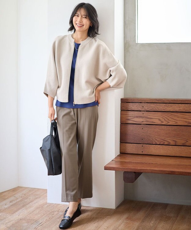 ANY L 【洗濯機可/ウエストゴム/２ＷＡＹストレッチ】テーパードパンツ モカ