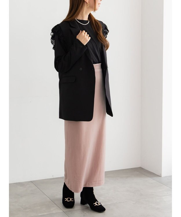 Te chichi ベロアナロースカート《2025Autumn catalog vol.2 item》 ピンク