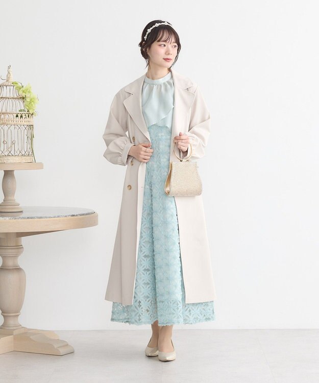 earth music&ecology SET2点シアーブラウス＋3Dレースワンピース ミント