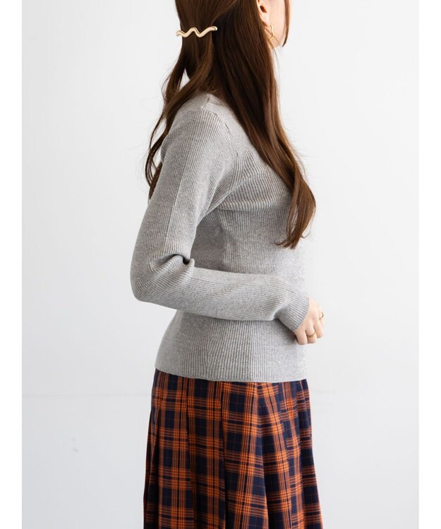 Te chichi ヘンリーネックマーブルニット グレー