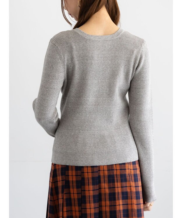 Te chichi ヘンリーネックマーブルニット グレー