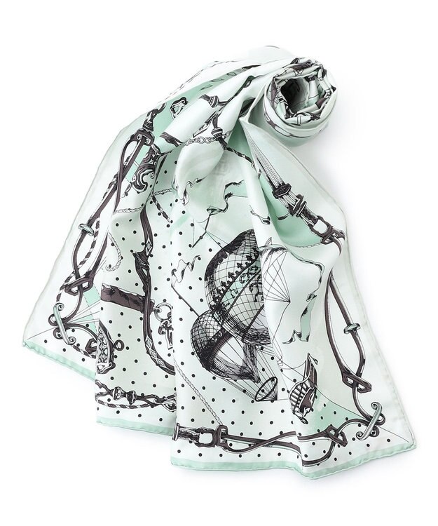 23区 manipuri ビットバルーン シルク スカーフ ミントグリーン系