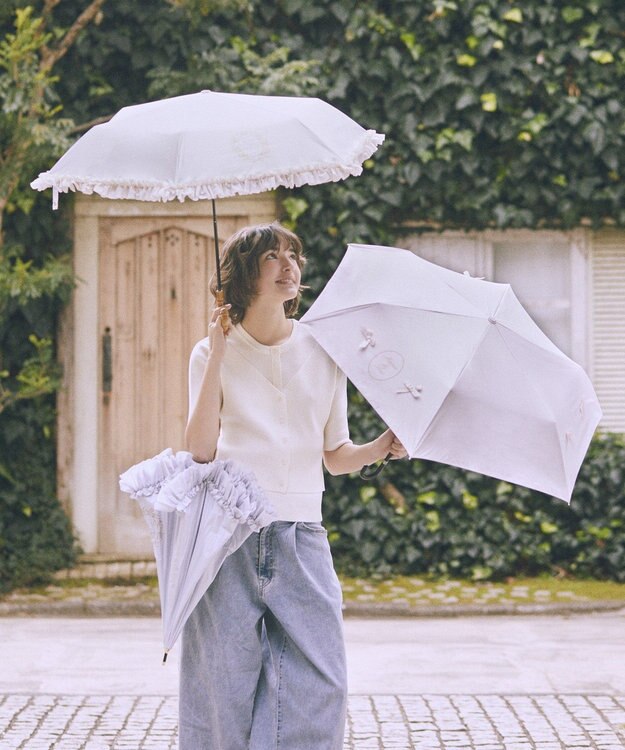 Maison de FLEUR 遮光&UV CUT リボン折りたたみ傘 Ivory