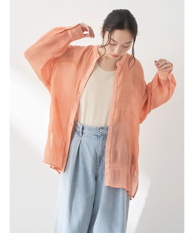 earth music&ecology クシュクシュシアーシャツ Orange