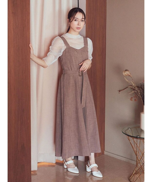 earth music&ecology ベルト付きパネルラインワンピース Brown