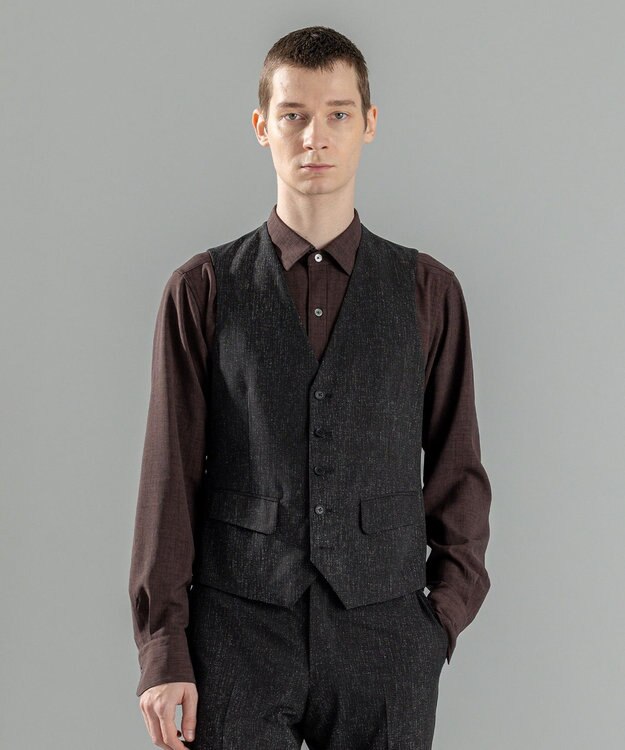 JOSEPH HOMME 新柄【洗える/ストレッチ/シワになりにくい/セットアップ対応可】クールドッツストレッチ ジレ ブラック系