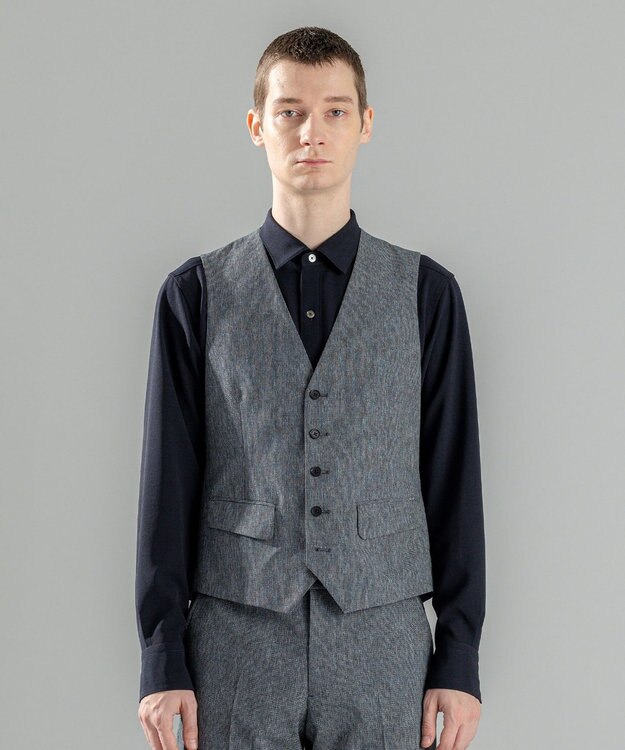 JOSEPH HOMME 新柄【洗える/ストレッチ/シワになりにくい/セットアップ対応可】クールドッツストレッチ ジレ ライトグレー系