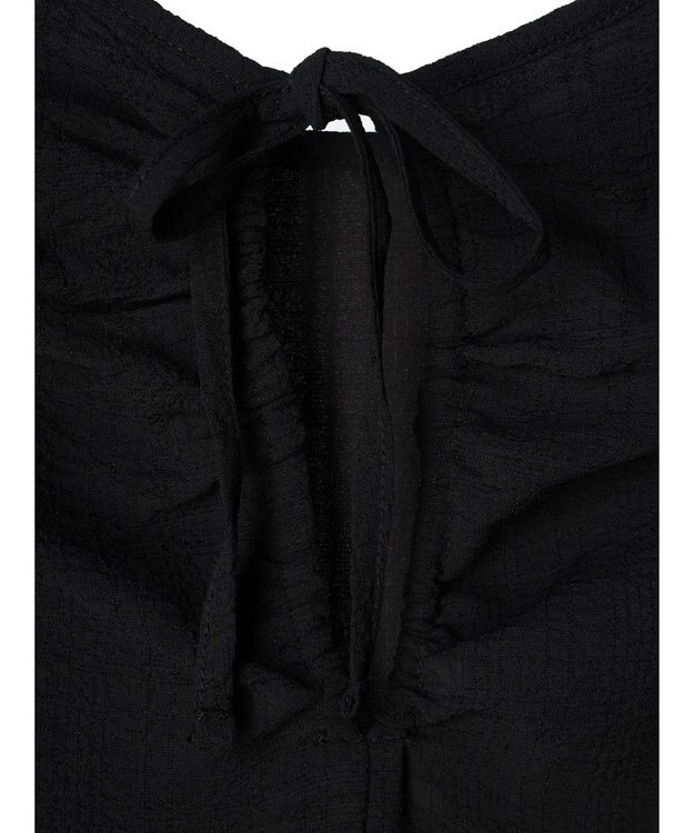 earth music&ecology 膨れジャガードパフ袖ワンピース Black