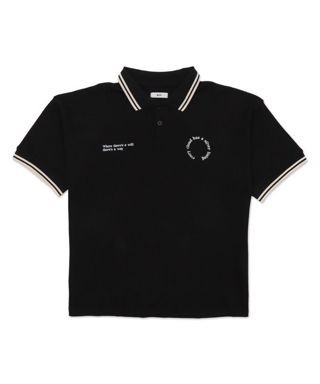 WEGO 【ユニセックス着用ITEM/MLサイズ展開】ワッフルラインポロ ブラック