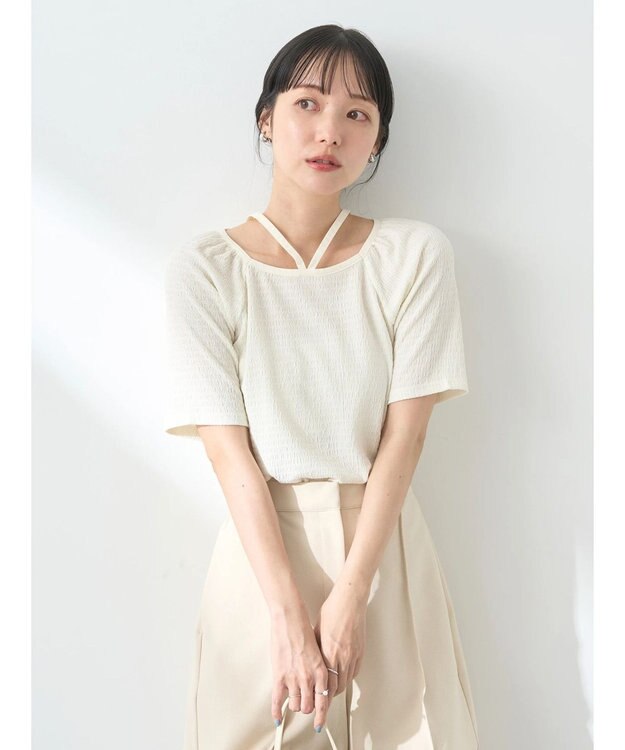 earth music&ecology ポコポコホルタープルオーバー Ivory