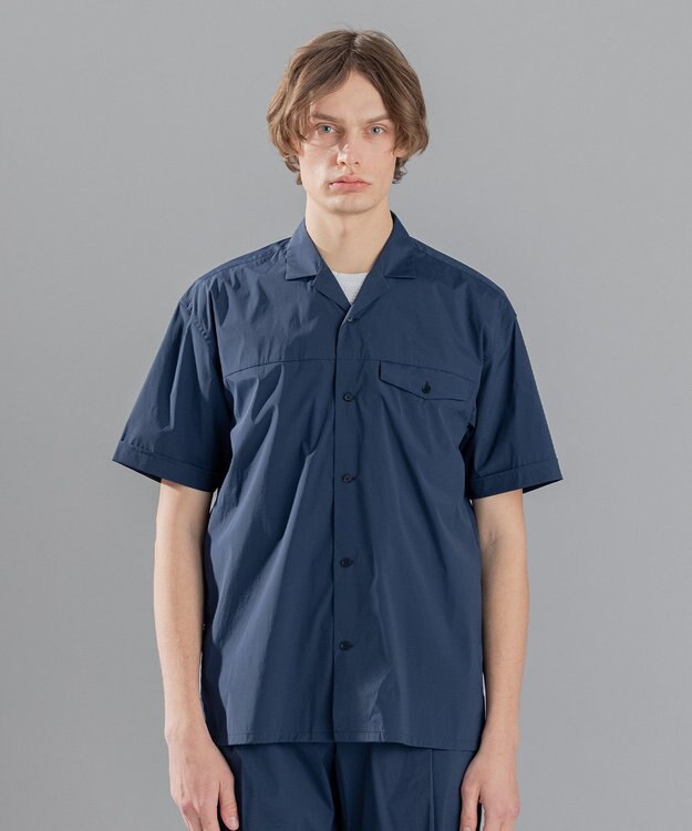 JOSEPH HOMME エアリータフタストレッチ　半袖シャツ ネイビー系