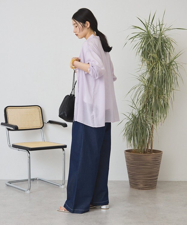 AMERICAN HOLIC ウエストタックシアーストライプシャツ Pink