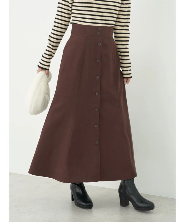 earth music&ecology フロントボタンスカート Brown