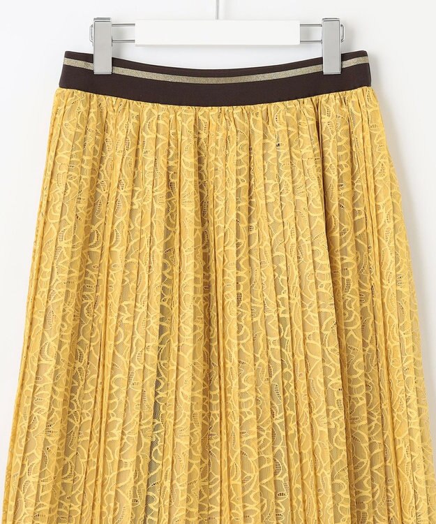 自由区 L 【セットアップ対応・ウエストゴム・洗える】ラッセルレース  スカート イエロー系