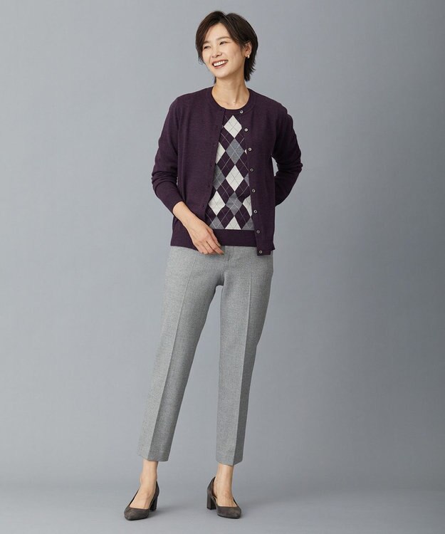 J.PRESS LADIES 【洗える】アーガイルツイン ニット パープル系