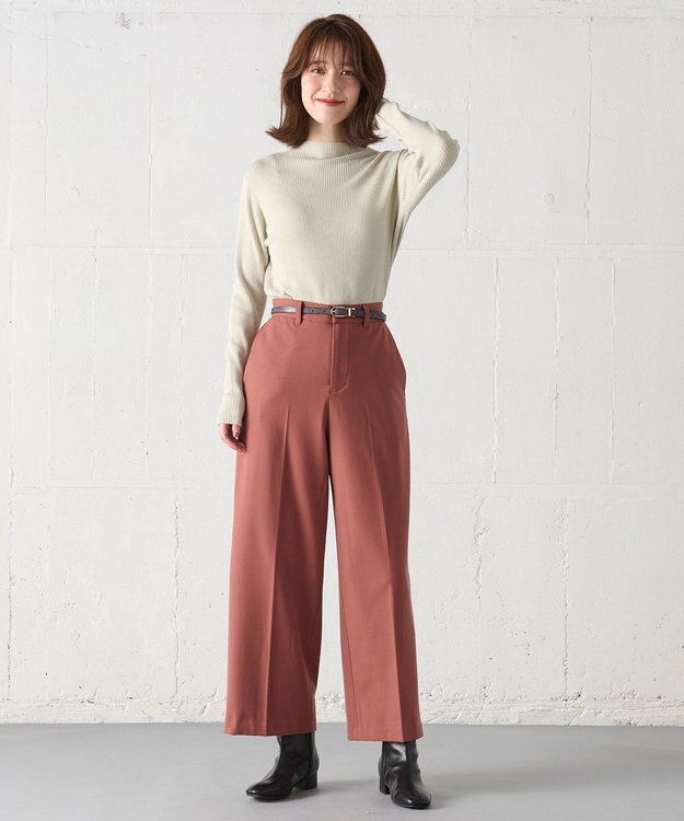 ANY 【洗濯機可】ボトルネック リブニット オイスター