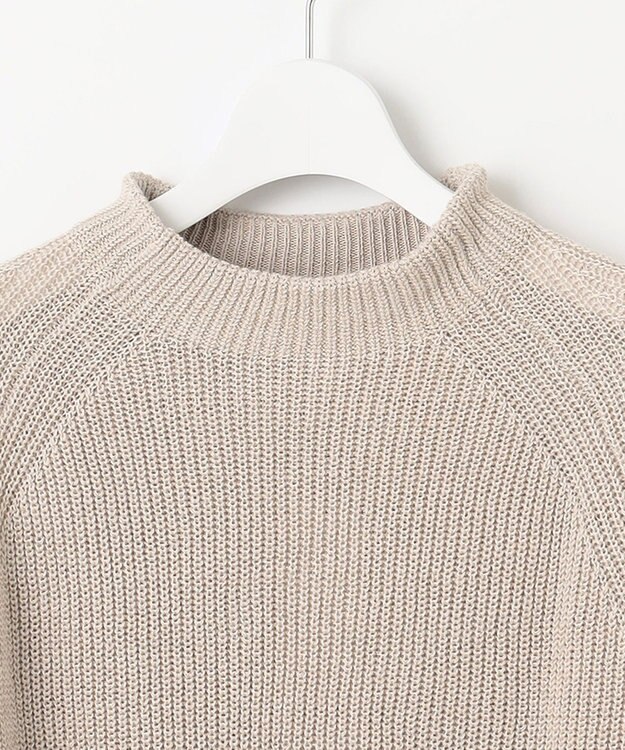 自由区 【洗える】コットンウールミドルゲージプルオーバー ニット ベージュ