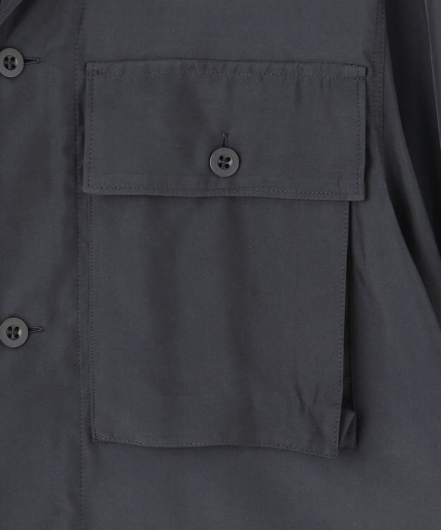 NAVE 【ReNAVE・セットアップ可/洗える/UVケア/接触冷感】フィブリルシャンブレー オープンカラーシャツ ブラック系