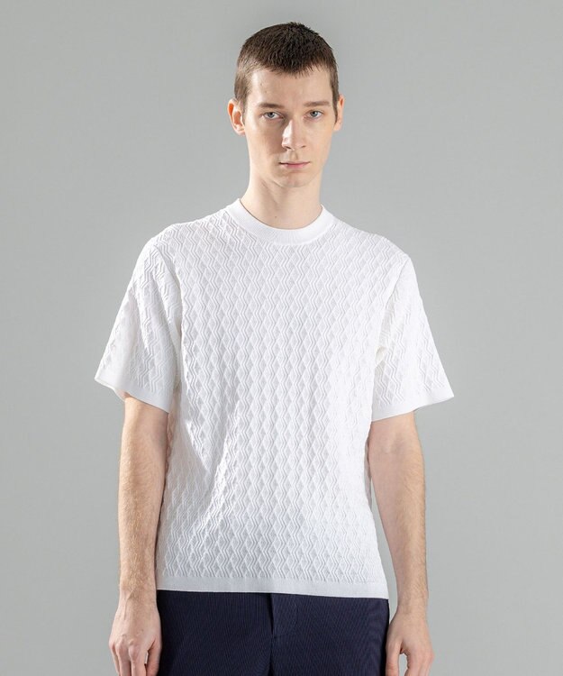 JOSEPH HOMME 【洗える】ドライコットンリンクス　半袖クルーネックニット ホワイト系