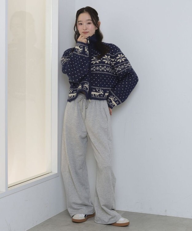 WEGO ノルディックZIPニット ブルー